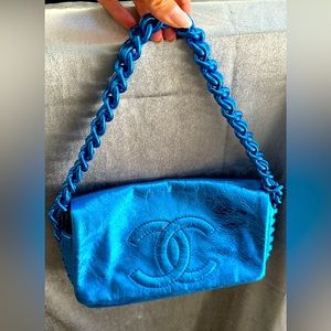 Authentic Chanel foil clutch chain bag